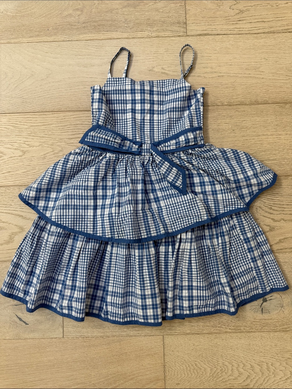 BN Janie & Jack Light Blue and White Gingham Strap Sundress size 10